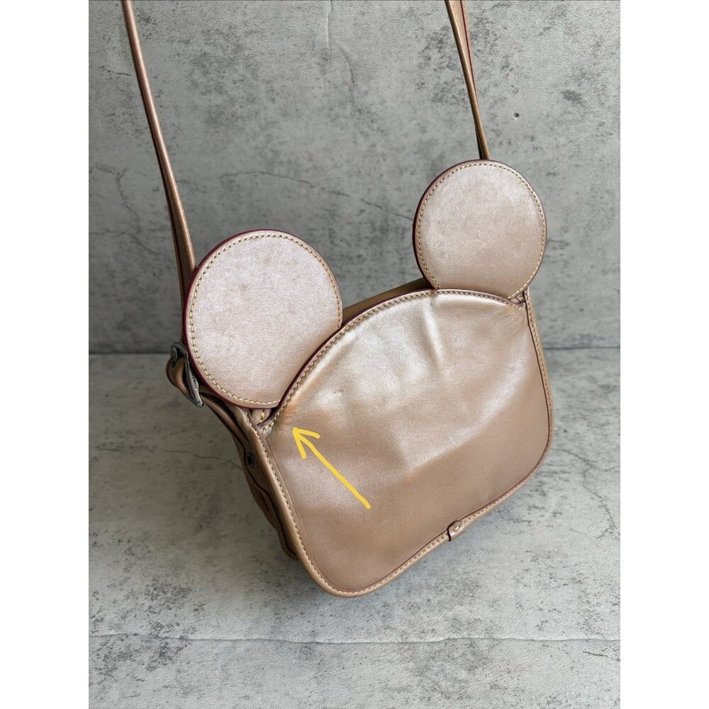 COACH x DISNEY MICKEY MOUSE W/Ears Crossbody Leather Bag Tan limited edition - Picture 2 of 8